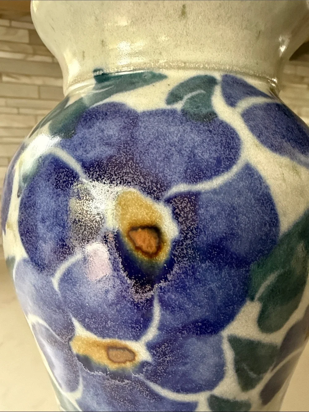 Studio Pottery Signed Stoneware Floral Vase